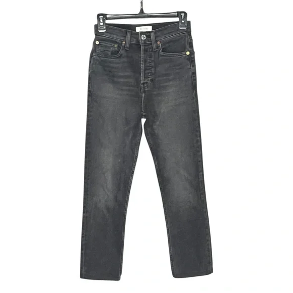 Re/Done 90s High-Rise Ankle Crop Jeans Size 24 Black